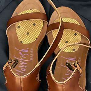 Brown wedge sandals